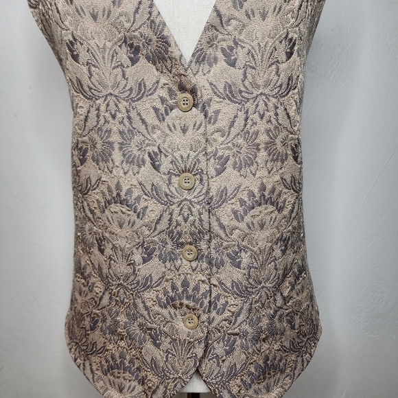 NWT Vintage Deadstock 90's Krizia Gold Brocade Wool Blend Vest Size 10 - Picture 7 of 13